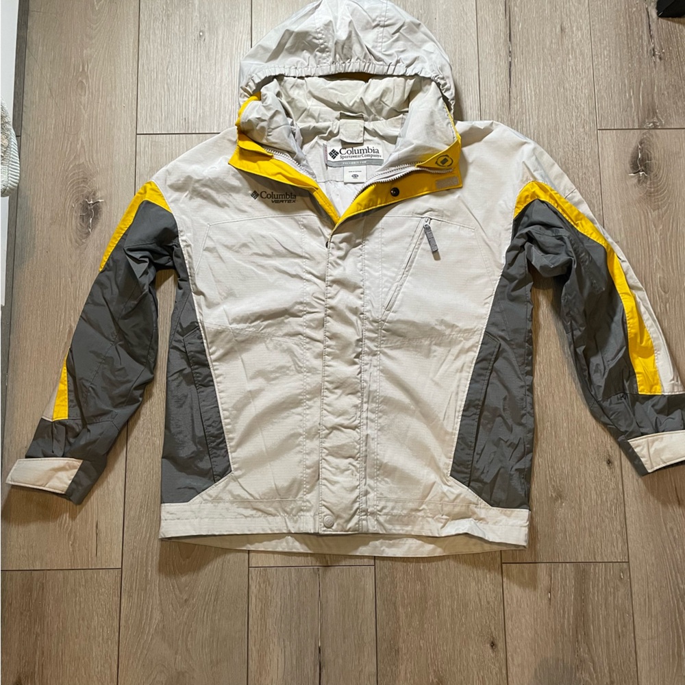Columbia VERTEX Youth L (14/16) Gray Yellow‎ Shell Jacket Windbreaker